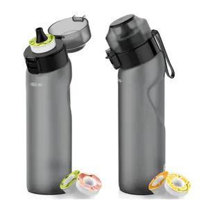 Botol air rasa buah plastik 24OZ, cangkir air motivasi Gym olahraga air dengan rasa Pods kapasitas besar