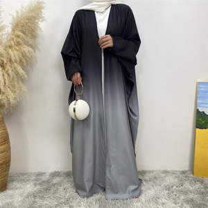 September Big Sale Gradient Abaya <b>Cardigan</b> Ombre Colors with Batwing Sleeve for Islamic Muslim Women 6750# - Product Image 2