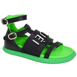 Sandales EVERGREEN en cuir véritable italien, légères, plates, ouvertes, super confortables, style estival, mode, noires pour le printemps - Product Image 1