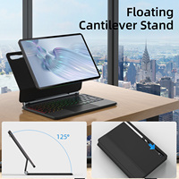 Magic Keyboard untuk Samsung Tab S9+/S9/S9 FE/S8/S7 dengan Stand Magnetik Cantilever Mengambang, Trackpad Multi-Touch, Lampu Latar, dan Tempat S Pen