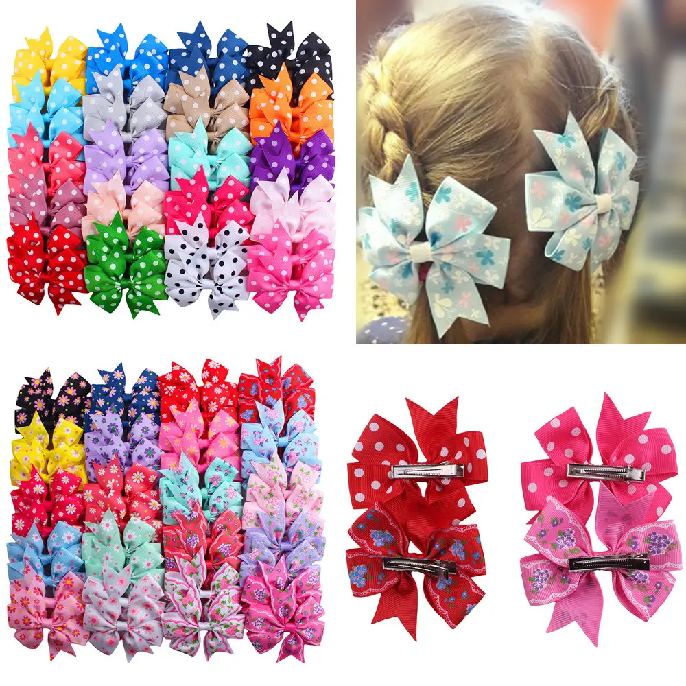 Kids Bows Hair Accessories 40Pcs Hair Bow Alligator Clips Ribbon Barrettes Fine Hair for Infants Toddlers