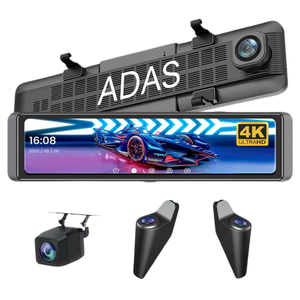 Carlover <span class=keywords><strong>4</strong></span> Lens Dash <span class=keywords><strong>Cam</strong></span> 4K Mirror Dashcam ADAS BSD WiFi Espejo retrovisor Cámara Dashcam para coche - Product Image 1