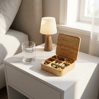 Boîte à pilules en bois de luxe Landy, organiseur de médicaments hebdomadaire 7 jours, boîte de rangement portable pour vitamines et compléments alimentaires, logo personnalisé