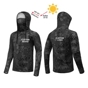 Novo Design Mens HUK Impressão Digital Camisa De Pesca Com Máscara E Hoodie De Refrigeração