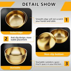 Penjualan terlaris 100ml mangkuk saus celup baja tahan karat, mangkuk cubit bulat Individual dengan kualitas tinggi - Product Image 4