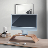 Support d'écran ergonomique en bois moderne Samdi Walunt avec étagères, table pour ordinateur portable/bureau pour la maison et le bureau