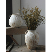 Vase à fleurs en céramique antique à double poignée chinoise décoration de la maison porcelaine hydroponique vase de table en terre cuite fait à la main
