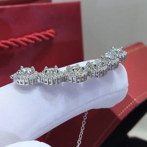 Collier avec pendentif en pierre précieuse, chaîne de perles rondes et brillantes, en argent sterling 925, 3 Carat, D - Product Image 4