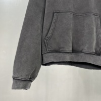 Pull surdimensionné en coton vintage lavé à l'acide avec logo personnalisé Pull uni à capuche avec boutons pour hommes