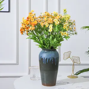 M240 Home Wedding Decor Yellow 6 Forks 30 Heads Single Chamomile Flowers Artificial Daisy Flower Fake Chrysanthemum For Home
