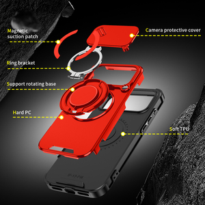 Custodia per telefono antiurto in TPU+PC con anello magnetico rinforzato e supporto girevole a 360 gradi per <span class=keywords><strong>iPhone</strong></span> 18 17 Pro Max 16 15 14 13 <span class=keywords><strong>12</strong></span> - Product Image 4