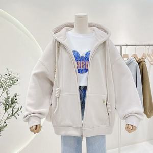 2025 Unisex Oversized Zip-<b>Up</b> Hoodie with Knotted Drawstrings - Brushed Fleece, Cozy Core Minimalist | Customizable - Product Image 1