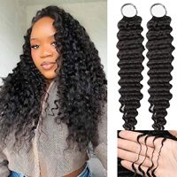 50g Rambut Asli India Remy Pre-Separated Feather Crochet Single Weft Deep Wavy Invisible Crochet Hair Extensions 40 Helai