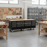 Armoire à roulettes extra large de 96 pouces en acier inoxydable, 24 tiroirs robustes, glissières à billes, multiprise, tiroirs verrouillables, OEM