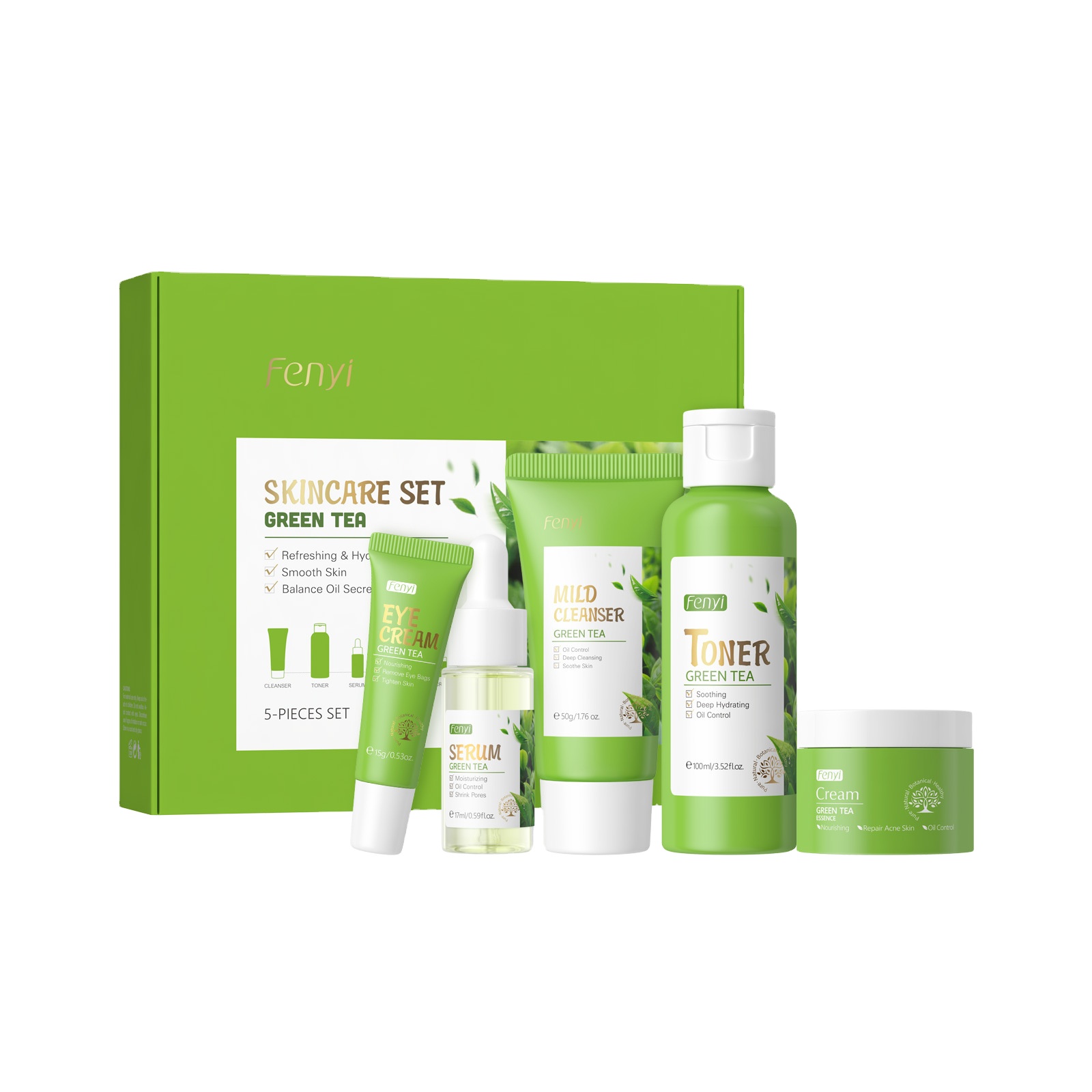 NEW Cosmetics Skin Care Kit Products Anti Aging Brightening Green