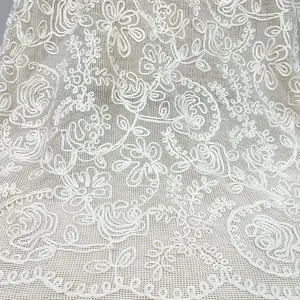 Tela <span class=keywords><strong>de</strong></span> malla bordada <span class=keywords><strong>de</strong></span> encaje <span class=keywords><strong>de</strong></span> algodón ecológico <span class=keywords><strong>de</strong></span> alta calidad para ropa - Product Image 2