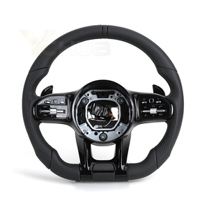 Volant en cuir pleine fleur avec garniture noire pour Mercedes Benz W204 W205 W211 W212 W213 W176 W221 W166 W167 X166 GLE <span class=keywords><strong>53</strong></span> 63 AMG - Product Image 1