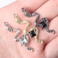 Personnalisé Simple Alliage Carré Zodiaque Serpent Petit Pendentif À Charmes DIY Bracelet Collier Accessoires