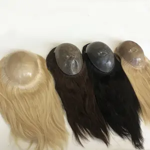 LONGFOR Invisible Hairline Thin Skin European Virgin Cuticle Aligned Poly Ombre Topper Wigs Pu Toupee