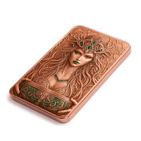 Barre de cuivre massif 999 de 5 OZ, colorée, à motif Déesse Grecque en relief, pièce de collection, lingot de cuivre massif de 5 onces