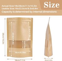 Pochette debout en plastique marron personnalisée à fermeture éclair étanche à l'humidité de qualité alimentaire avec fenêtre claire
