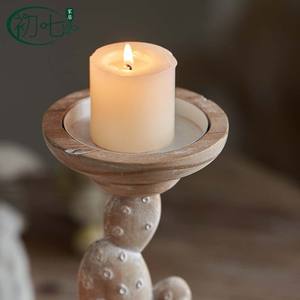 Cactus Design Solid Wood Candle Holder Round Home Decoration Christmas Gift - Product Image 5
