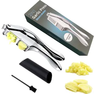 Cozinha Premium Professional 2 em 1 liga de alumínio manual resistente Fácil de Usar & Clean Alho Imprensa com alça