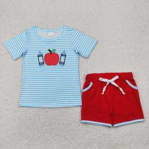 Ensemble de rentrée scolaire pour bébés garçons : T-shirt à manches courtes et short en coton imprimé fraternité, en soie de lait/coton - Product Image 6