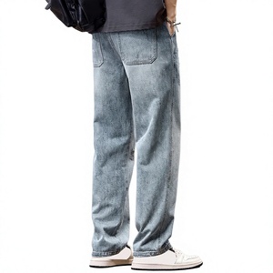 Jeans décontractés AAFII IMPEX pour homme, coupe droite, bleu clair, effet usé, en denim doux et écologique, taille mi-haute, 100 % coton - Product Image 6