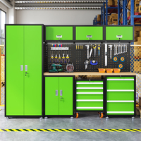 Ensemble d'armoires à outils modulaires robustes pour atelier, poste de travail en acier pour garage avec panneau perforé, tiroirs et armoires murales pour la réparation automobile