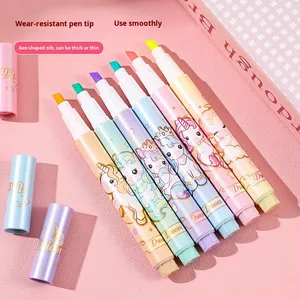 Marcadores Fluorescentes Creativos <span class=keywords><strong>de</strong></span> Alta Calidad con Diseño <span class=keywords><strong>de</strong></span> <span class=keywords><strong>Unicornio</strong></span> <span class=keywords><strong>de</strong></span> 6 Colores, Cabezal Angulado, Protección Ocular, para Estudiantes, Impresión Laminada - Product Image 4