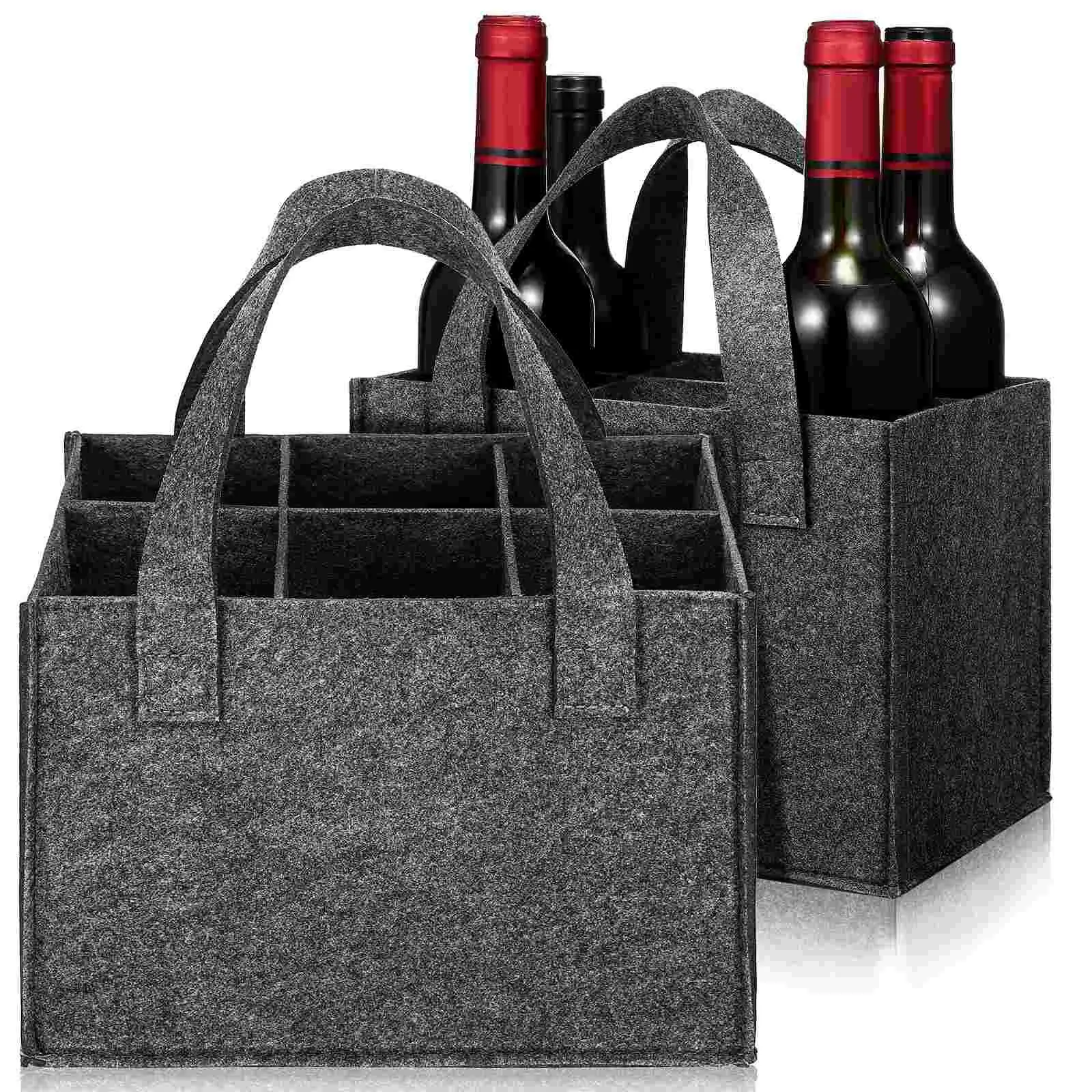 Bolsa para transporte de vinho, 6 garrafas, sacola de feltro, recipiente de armazenamento de vinho, reutilizável, bolsa para viagem, acampamento, piquenique, festa, presente