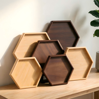 Plateau à fruits hexagonal minimaliste en bambou pour la table basse, les tasses, les collations, plateau de rangement multifonctionnel