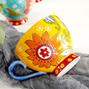 Tasse à café en céramique de style Van Gogh européen, 500 ml, en porcelaine fine, peinte à la main, motif floral, pour le petit-déjeuner - Product Image 1