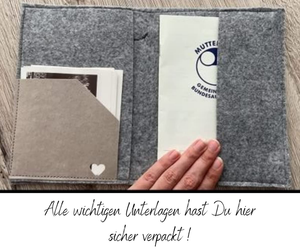 Jerman buatan tangan bersalin log penutup gajah abu-abu merasa poliester mutterpass untuk menyimpan surat kelahiran sepasang - Product Image 3