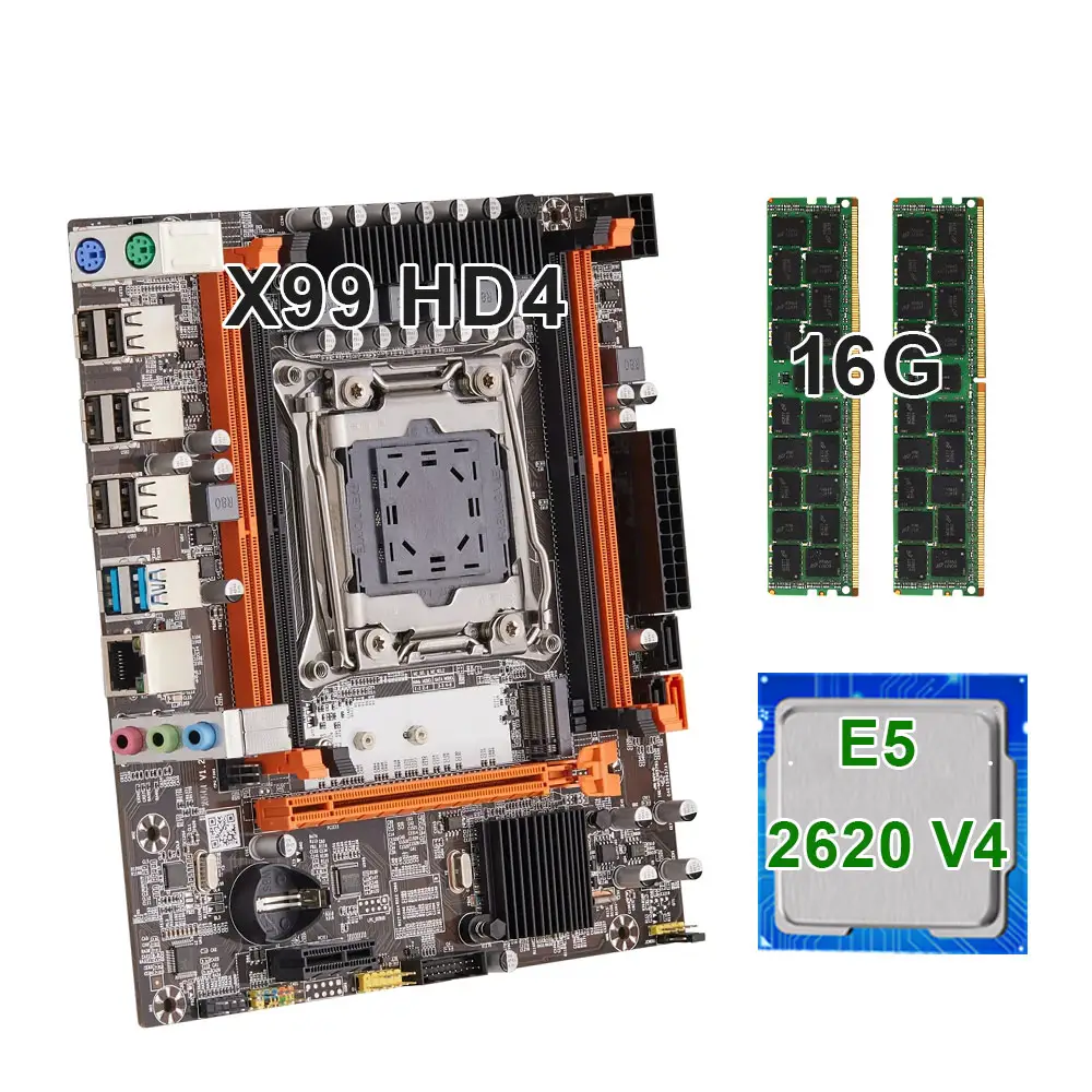 Moederbord Set Lga 2011-3 Kit Xeon E5 2620 V4 Processor Cpu 2 Stuks * 8Gb = 16Gb Ecc Ddr4 Ram Geheugen Nvme M.2 Sata