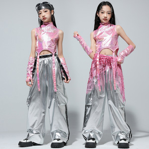 Conjuntos de <span class=keywords><strong>Ropa</strong></span> <span class=keywords><strong>para</strong></span> Niñas, Estilo K-<span class=keywords><strong>pop</strong></span>, Top Corto Brillante, Pantalones Cargo, Shorts de Baile Urbano, Hip Hop, Jazz, <span class=keywords><strong>Ropa</strong></span> Urbana <span class=keywords><strong>para</strong></span> Niños, Disfraz de Grupo Femenino - Product Image 2