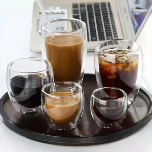 Gobelets en verre à double paroi pour boissons chaudes ou froides, pour la cuisine ou le bureau, pour le café, le thé, le lait, les sodas, ensembles de cadeaux - Product Image 2
