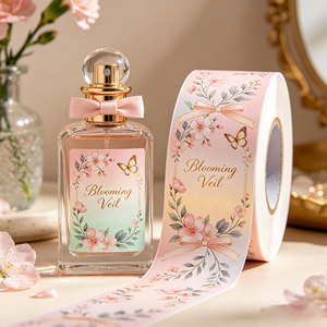 Autocollants personnalisés pour étiquettes de parfum avec logo, rouleaux d'autocollants en vinyle imperméable imprimés avec estampage à chaud en feuille d'or - Product Image 1