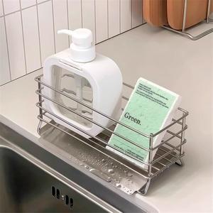 Égouttoir moderne en acier inoxydable pour éponges et torchons, à double niveau, avec rangement étroit pour boules de cuisine, pour évier de cuisine - Product Image 4