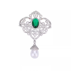 Broche de cuentas colgantes de cristal estilo palaciego <span class=keywords><strong>Vintage</strong></span> para mujer de gama alta nuevo Pin elegante de lujo LSBR8301 - Product Image 5