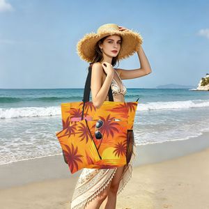 Sac fourre-tout de plage imprimé coucher de soleil en gros avec pochette assortie, sac à bandoulière personnalisé imperméable avec sangle pour femme - Product Image 1