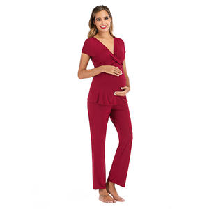 Set di <span class=keywords><strong>pigiami</strong></span> premaman primavera autunno <span class=keywords><strong>gravidanza</strong></span> donna vestiti top + pantaloni vestiti per l'allattamento al seno <span class=keywords><strong>pigiami</strong></span> da allattamento post parto - Product Image 4
