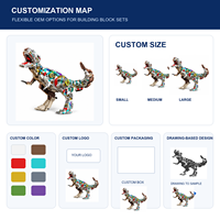 Modèle de dinosaure mécanique personnalisé en blocs de construction avec détails d'engrenages, jouet de construction DIY pour adolescents de 12 ans et plus