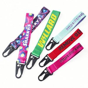 Promotional Polyester Fabric Embroidery Keychain Lanyard Accessories Metal Custom Logo Wrist <b>Key</b> <b>Chain</b> - Product Image 6