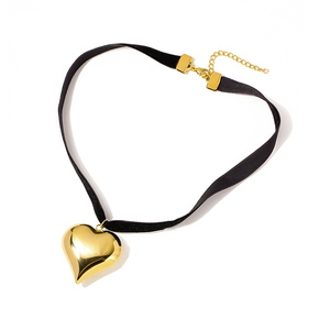 Gemnel 925 plata esterlina cuero negro hueco corazón collar Edgy gótico colgante para mujer moda capas joyería regalo - Product Image 1