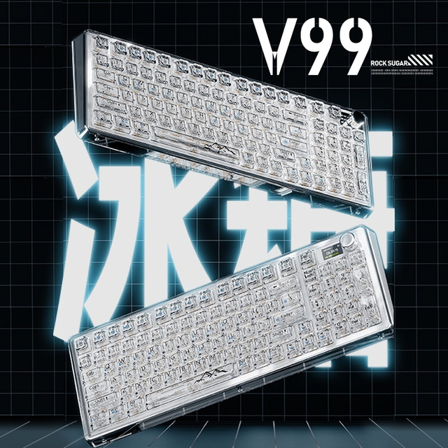Forerunner V99 Transparent Mechanical Keyboard Wireless Triple Model Hot Plug and Customized High-value Office Games