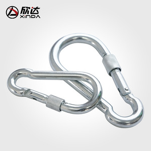 Xinda Carabiner Stainless Steel Gourd Shape <b>Locking</b> Safety Hook Outdoor Hiking Yoga Use - Product Image 5