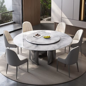 High-end di lusso moderno tavolo da pranzo rotondo Set in acciaio al carbonio sedia <span class=keywords><strong>e</strong></span> tavolo combinazione Design - Product Image 3