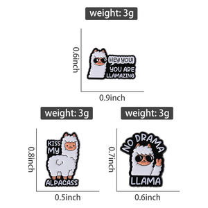 Drôle Lama Émail Pin Mignon Alpaga Broche Animal Signe <span class=keywords><strong>De</strong></span> Paix Badge Bijoux Cadeau pour Sac À Dos Vêtements En Gros - Product Image 6